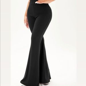 Rib knit flare leg pants